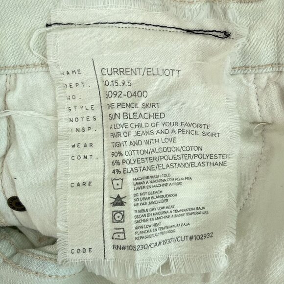 Current/Elliott The Pencil Midi Denim Skirt Slit Back Sen Bleached Women's 27 - Picture 4 of 10